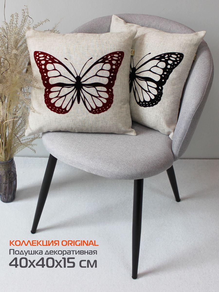 Подушка декоративная ORIGINAL Red~Black. ORIGINAL БАБОЧКА 40x40. Каталог Матекс