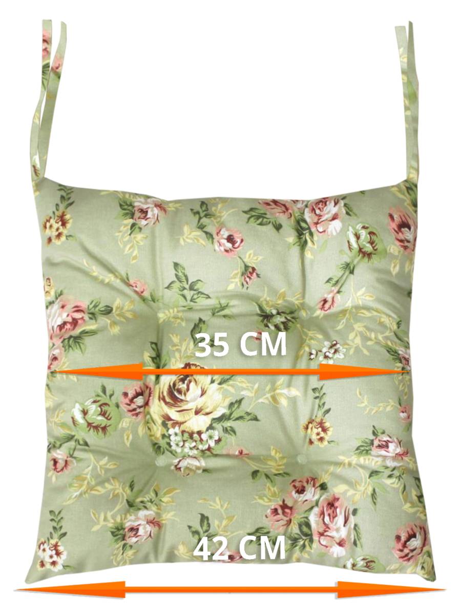 Подушка для сиденья HOMELY. ЦВЕТЫ НА САЛАТОВОМ 42x42. Каталог Матекс