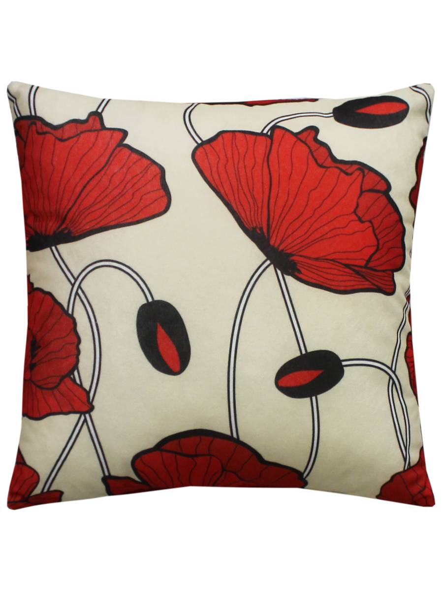 Подушка декоративная FANTASY. МАКИ НА БЕЖЕВОМ 33x33. Каталог Матекс