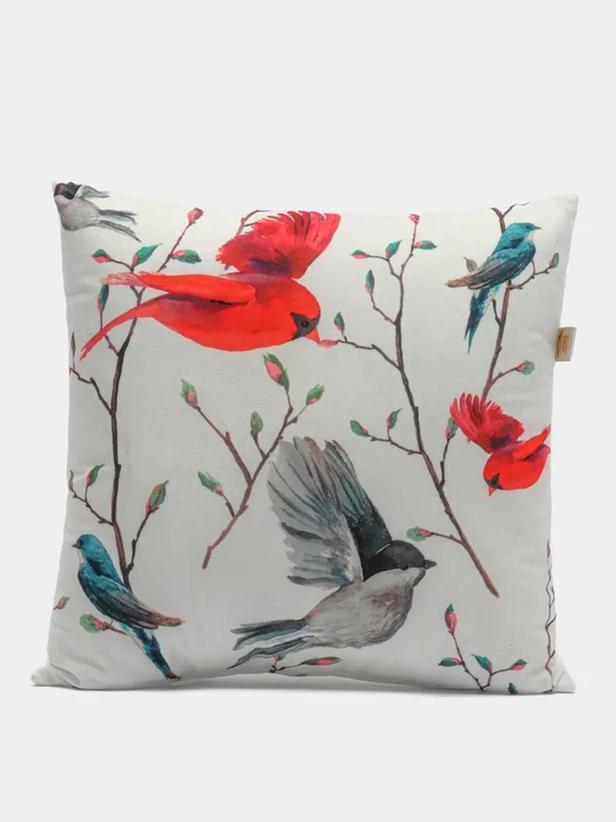 Подушка декоративная FANTASY. КРАСНЫЕ И СЕРЫЕ ПТИЦЫ 33x33. Каталог Матекс Подушка декоративная FANTASY. КРАСНЫЕ И СЕРЫЕ ПТИЦЫ 33x33. Каталог Матекс