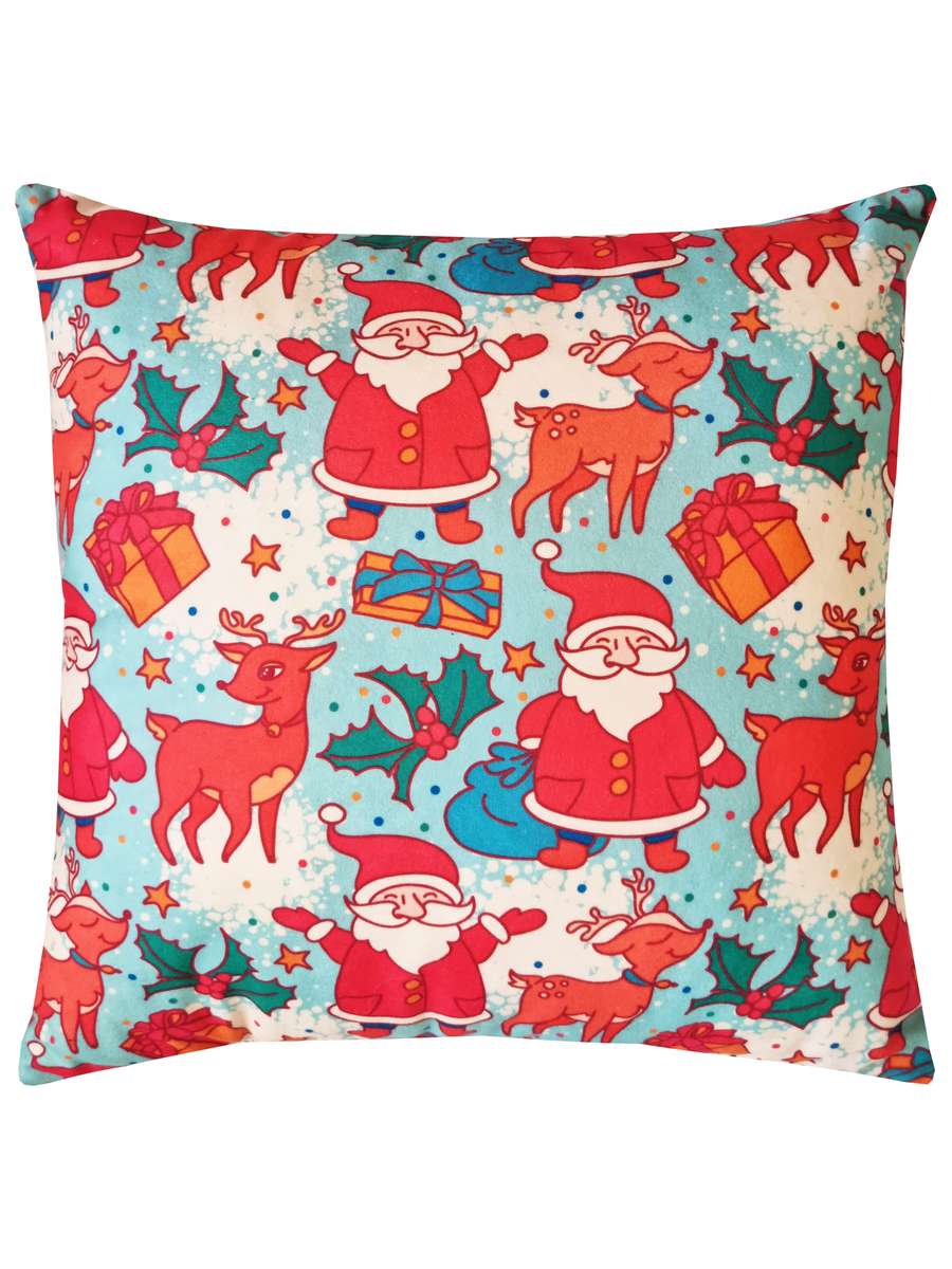 Подушка декоративная HAPPY NEW YEAR. CHRISTMAS. ДЕД МОРОЗ ОЛЕНЬ И ПОДАРКИ. 33x33. Каталог Матекс