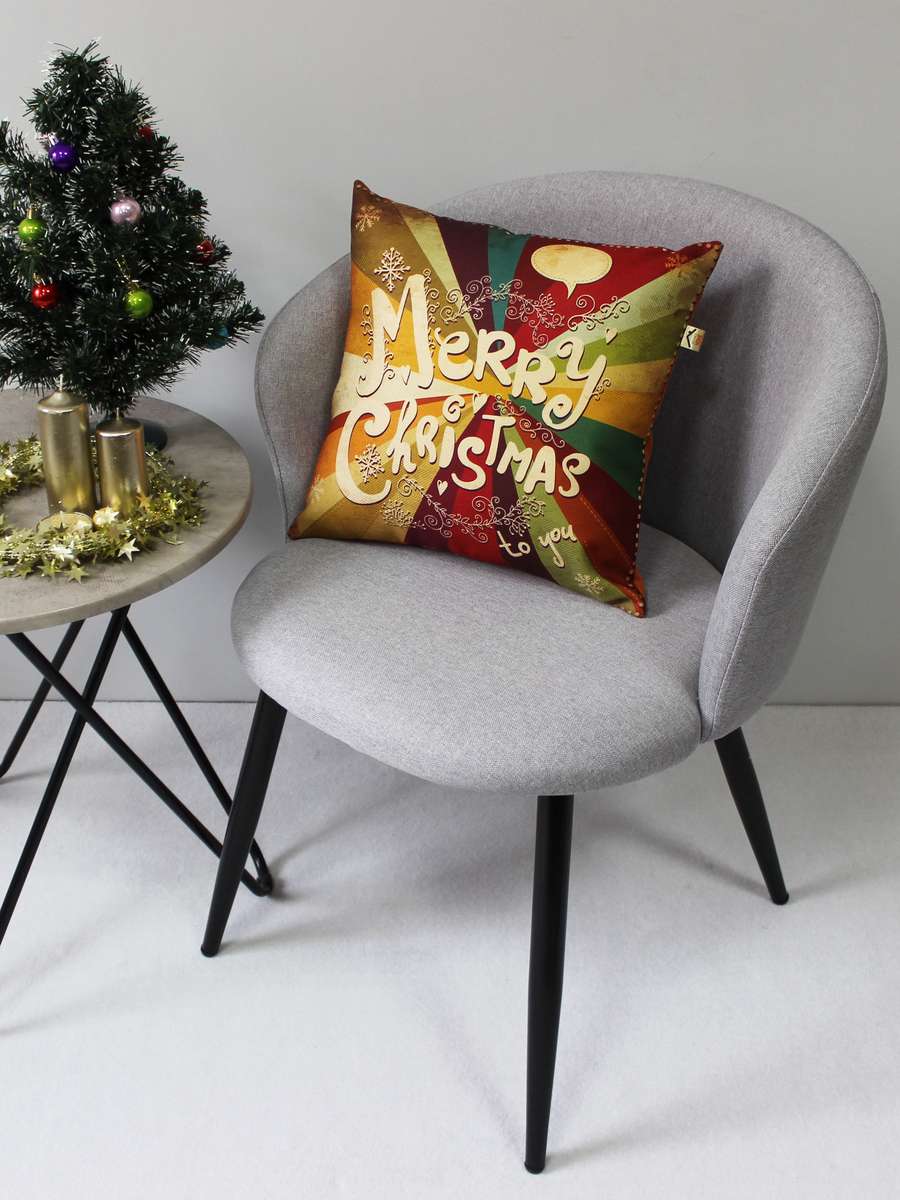 Подушка декоративная HAPPY NEW YEAR. CHRISTMAS. MERRY . 38x38. Каталог Матекс