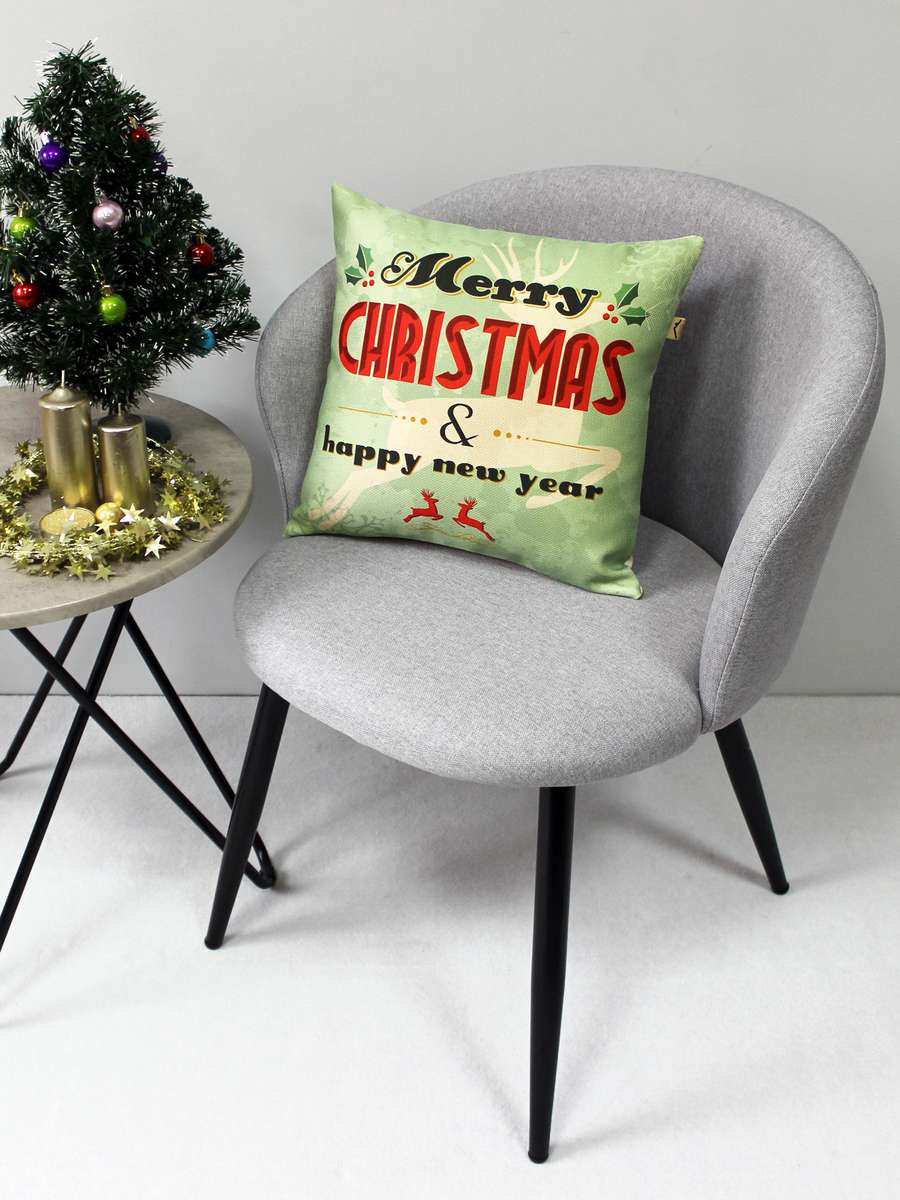 Подушка декоративная HAPPY NEW YEAR. CHRISTMAS. MARRY CHRISTMAS 38x38. Каталог Матекс