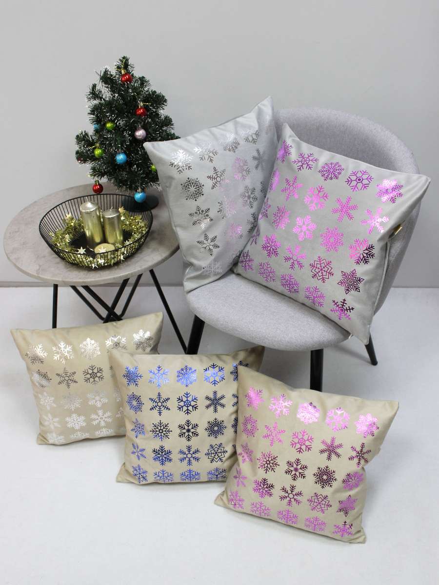 Наволочка декоративная XMAS. SNOWFLAKES 40x40. Каталог Матекс