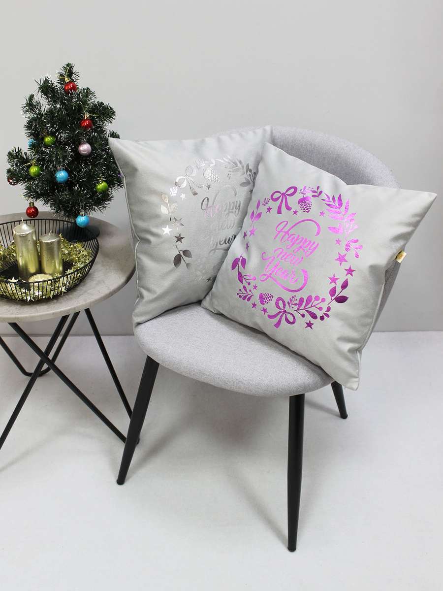 Наволочка декоративная XMAS. GARLAND WITH WORDS 40x40. Каталог Матекс