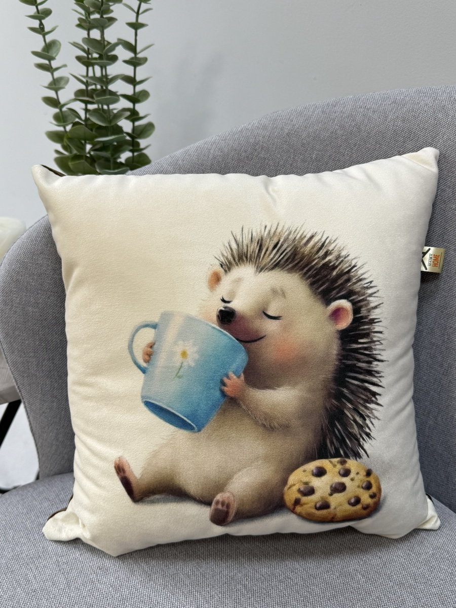 Подушка декоративная FLUFFY. ЕЖИК И КОФЕЕК 33x33. Каталог Матекс