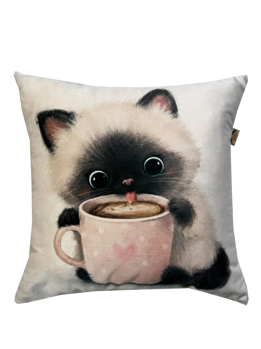 Подушка декоративная FLUFFY. КОТИК И КОФЕЕК 33x33. Каталог Матекс