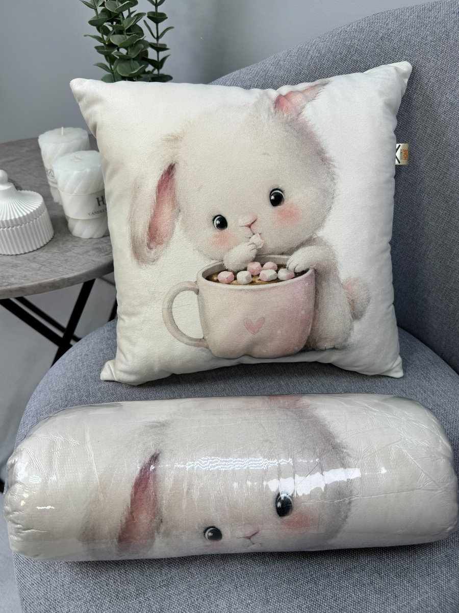 Подушка декоративная FLUFFY. ЗАЙКА И КОФЕЕК 33x33. Каталог Матекс