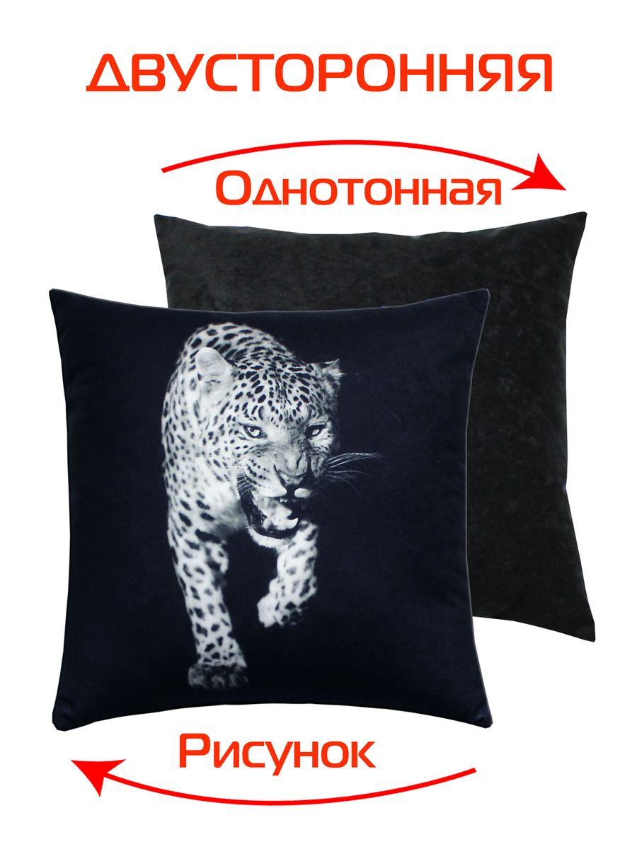 Подушка декоративная FANTASY. ЛЕОПАРД BLACK 33x33. Каталог Матекс