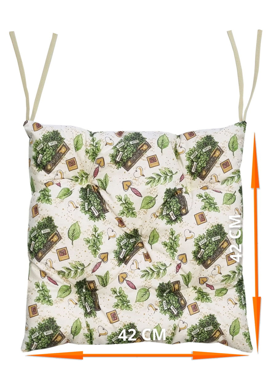 Подушка для сидения HOMELY. ЛИСТОЧКИ ЗЕЛЕНЫЕ (Комплект 4шт.)  42x42. Каталог Матекс