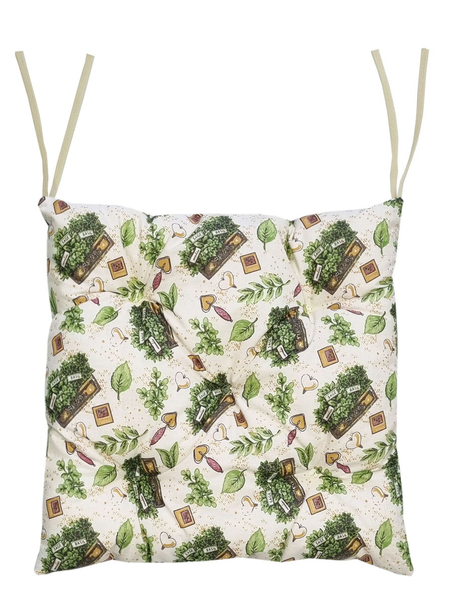 Подушка для сидения HOMELY. ЛИСТОЧКИ ЗЕЛЕНЫЕ (Комплект 4шт.)  42x42. Каталог Матекс