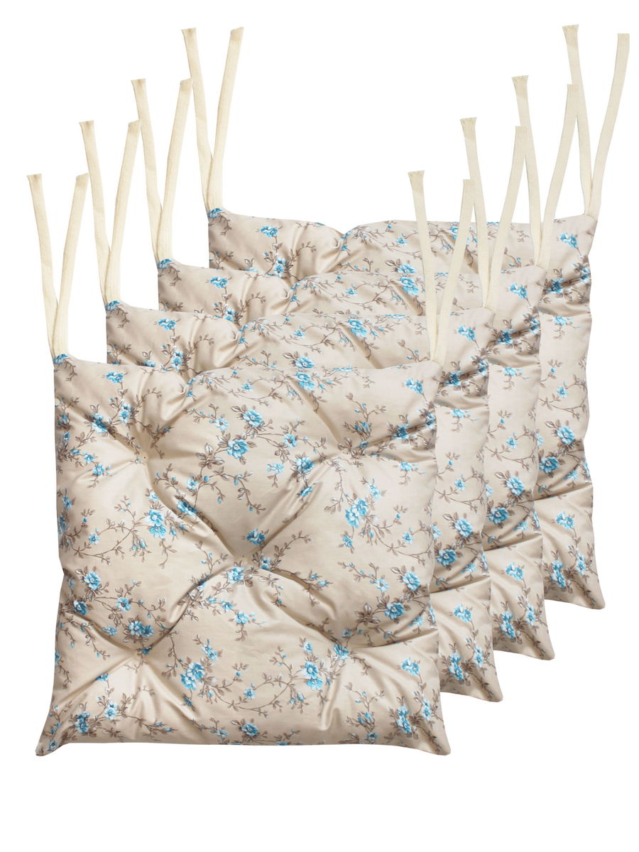 Подушка для сидения HOMELY. НЕЗАБУДКА КРЕМОВАЯ (Комплект 4шт.)  42x42. Каталог Матекс
