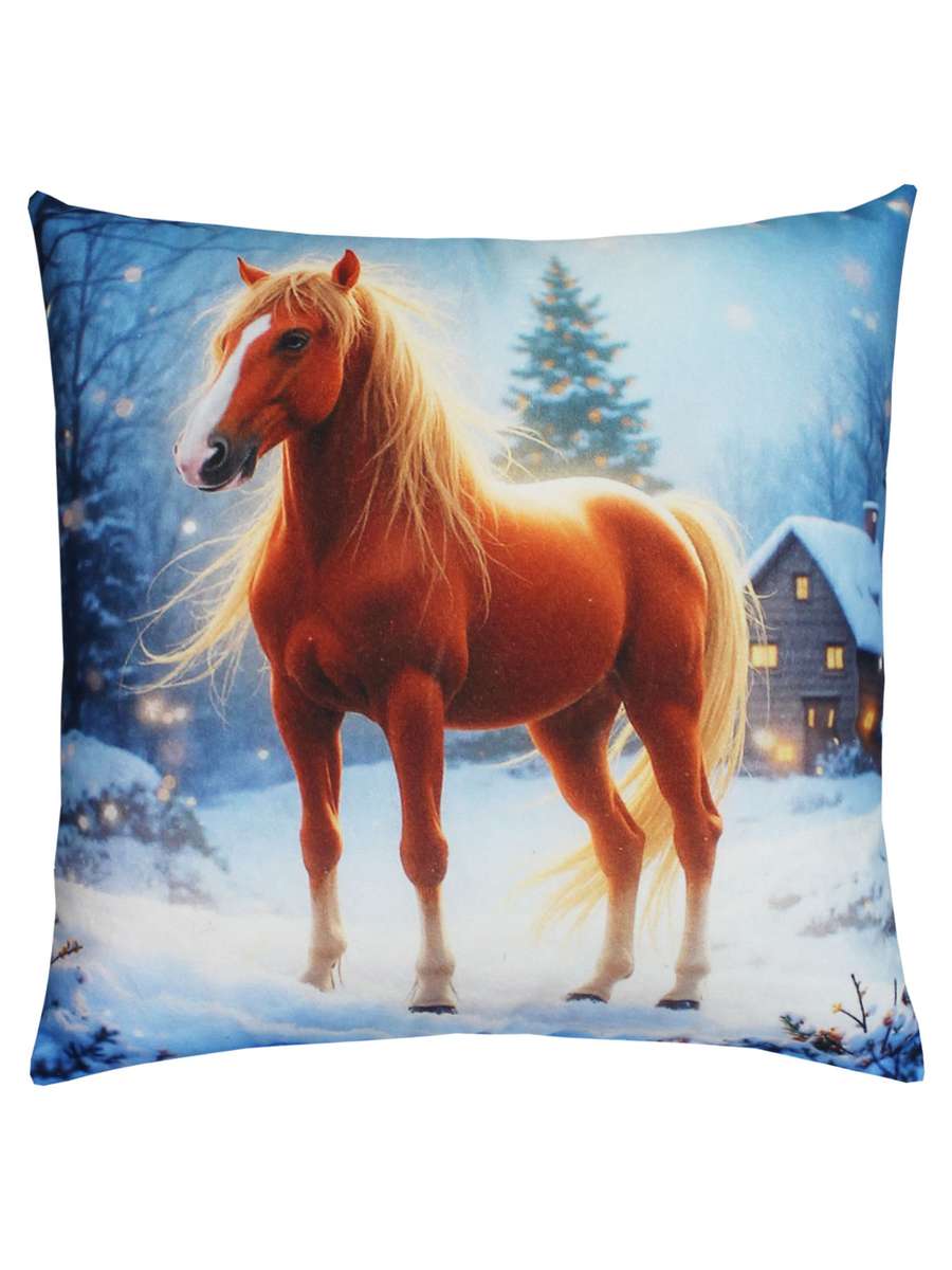 Подушка декоративная HAPPY NEW YEAR. ЛОШАДЬ 33x33. Каталог Матекс