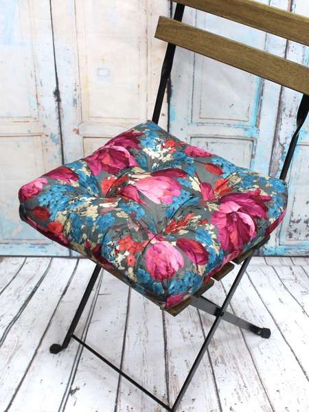 Подушка для сидения CONCEPT  40x40  ТЮЛЬПАНЫ  Артикул 14-508  Цвет: Бирюзовый,серый 