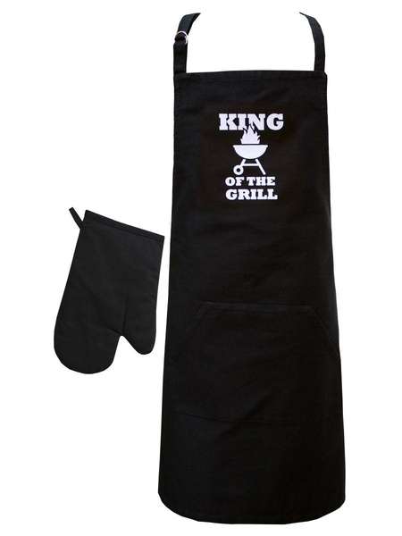 Кухонный текстиль BBQ  85x70;32x22  ИЗДЕЛИЕ КУXОННОЕ, КОМПЛЕКТ ВАРЕЖКА И ФАРТУК . KING GRILL  Артикул 24-156  Цвет: антрацитовый 