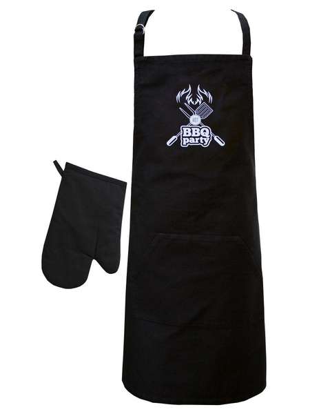 Кухонный текстиль BBQ  85x70;32x22  ИЗДЕЛИЕ КУXОННОЕ, КОМПЛЕКТ ВАРЕЖКА И ФАРТУК . BEER  Артикул 24-194  Цвет: антрацитовый, чернильный 
