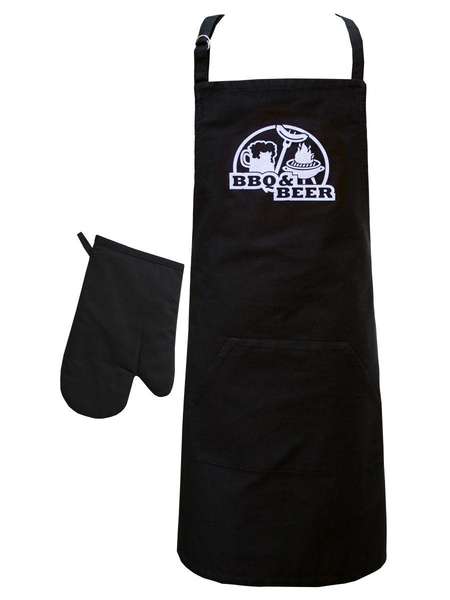 Кухонный текстиль BBQ  85x70;32x22  ИЗДЕЛИЕ КУXОННОЕ, КОМПЛЕКТ ВАРЕЖКА И ФАРТУК . PARTY  Артикул 24-248  Цвет: антрацитово-серый 