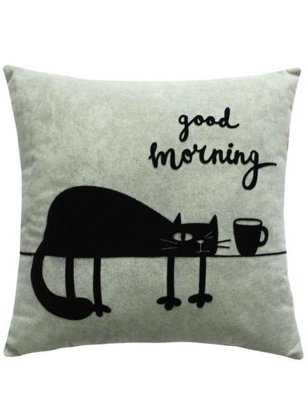 Подушка декоративная MEOW  35x35  Артикул 24-767  Цвет: серо-зеленый, чернильный 
