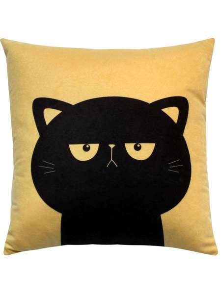 Подушка декоративная MEOW 35x35 Артикул 28-147 Цвет: горчичный, черный