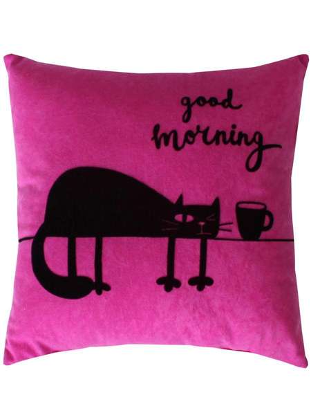 Подушка декоративная MEOW  35x35  Артикул 28-192  Цвет: фуксия, чернильный  Палитра: Розовый, Черный 