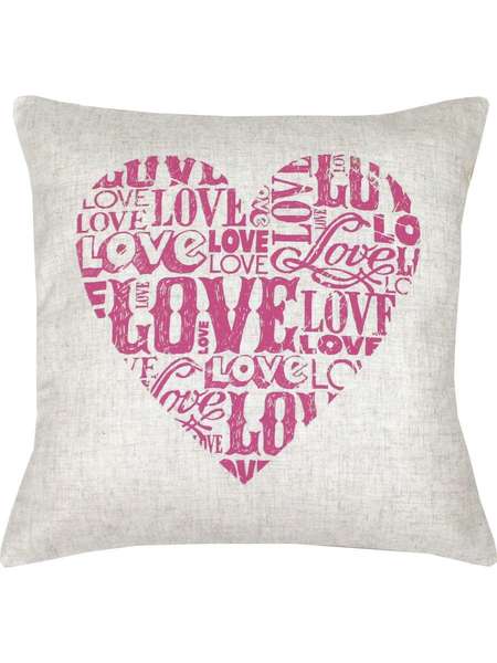 Подушка декоративная LOVE STORY  40x40  СЕРДЦЕ ИЗ БУКВ  Артикул 29-878  Цвет: Серый розовый 