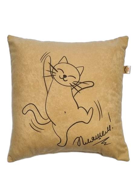 Подушка декоративная MEOW  35x35  Артикул 37-941  Цвет: горчичный, иссиня-черный 