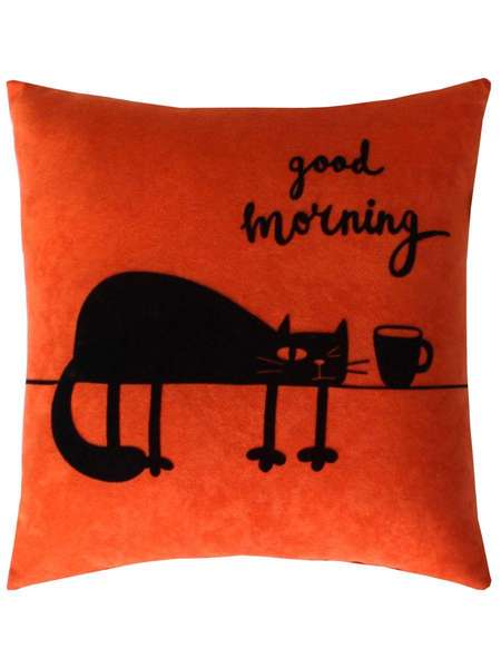 Подушка декоративная MEOW  35x35  Артикул 43-058  Цвет: лососевый, чернильный 