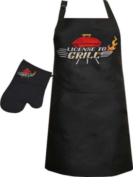 Кухонный текстиль GRILL MASTER  85x70;32x22  ИЗДЕЛИЕ КУXОННОЕ МАТЕX. LICENSE TO GRILL -КОМПЛЕКТ  Артикул 43-300  Цвет: Черный 