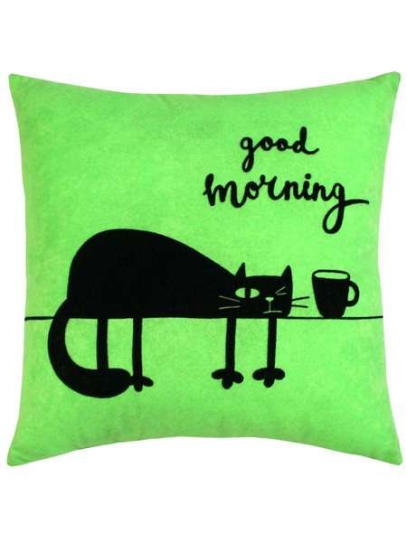 Подушка декоративная MEOW  35x35  Артикул 43-669  Цвет: салатовый 