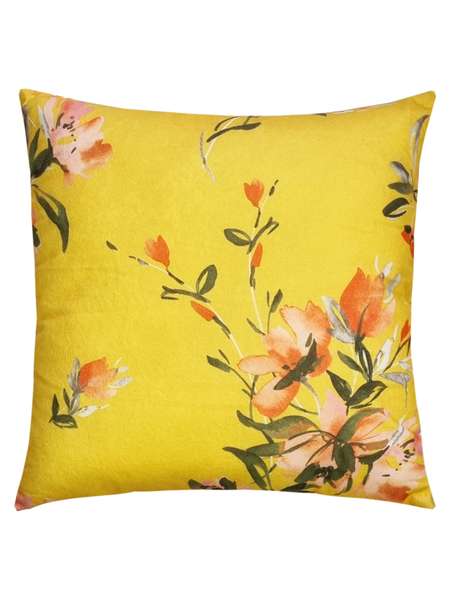 Подушка декоративная CONCEPT  33x33  LINE. ЦВЕТЫ НА ЖЕЛТОМ  Артикул 51-855  Цвет: желтый, розовый, зеленый 