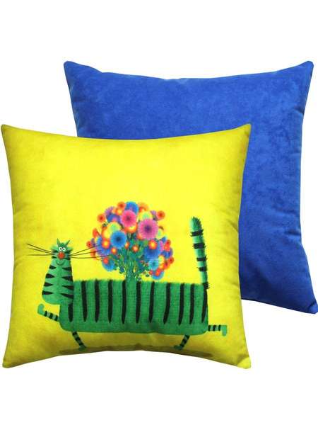 Подушка декоративная KOTOKLISM 33x33 КОТ-СКАМЕЙКА Артикул 52-135 Цвет: желтый, зеленый, синий