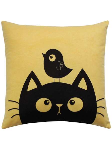 Подушка декоративная MEOW 35x35 BIRD Артикул 62-141 Цвет: Горчичный, черный